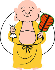 シンプルな布袋尊のイラスト（カラフル）