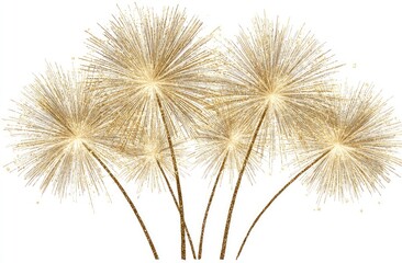 Obraz premium Golden fireworks burst against white background