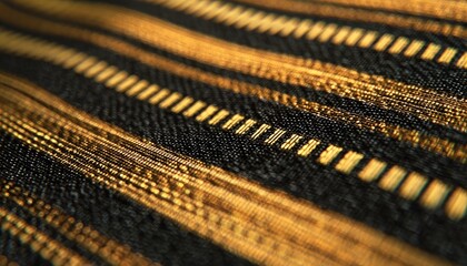 Close-up of gold zippers on dark fabric