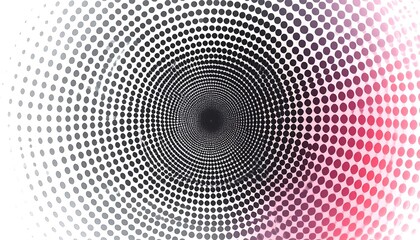 Abstract swirling vortex of dots, graduating from black to red