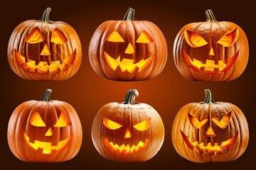 Halloween pumpkin design element set