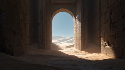 Fototapeta premium Ancient Gateway to the Desert: A Digital Exploration of Lost Civilization