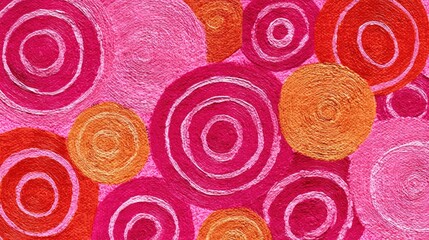 Abstract circles in pink, orange, and red