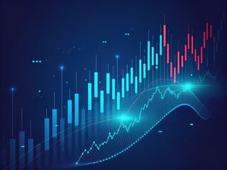 Digital financial growth chart with upward trend and data visualization