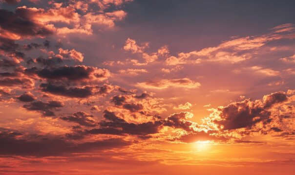 Dramatic sunset sky with clouds