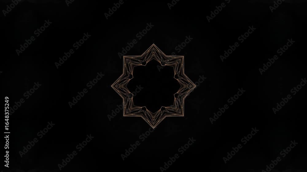 Poster mesmerizing golden fractal pattern unfolds with intricate geometric movement on a dark background