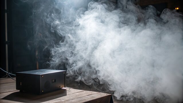 Dramatic atmospheric smoke billowing from a stage fog machine creating moody ambiance for events