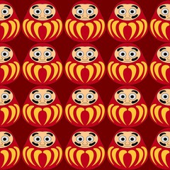 Seamless Daruma Doll Pattern – Japanese Good Luck Charm Design