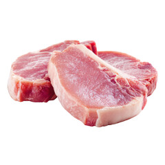 Fototapeta premium Raw pork chops with fat and bone meat fresh, Isolated On Png Transparent Background