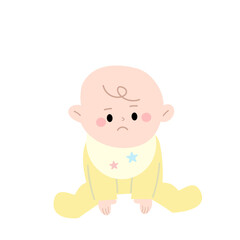 不機嫌な赤ちゃんのイラスト
