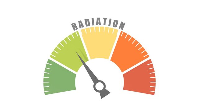 Radiometer verification of radiation contamination. Design element. Sensor with scale. Measurement of radiation levels.