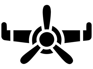 Obraz premium Propeller Airplane Icon Simple Black and White Design
