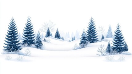 Obraz premium Snowy Winter Landscape with Pine Trees