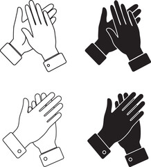 Obraz premium Clapping hands vector illustration simple black and white outline drawing