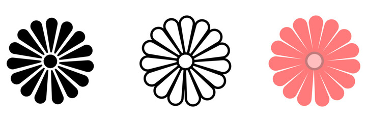 Flower set icon on white background