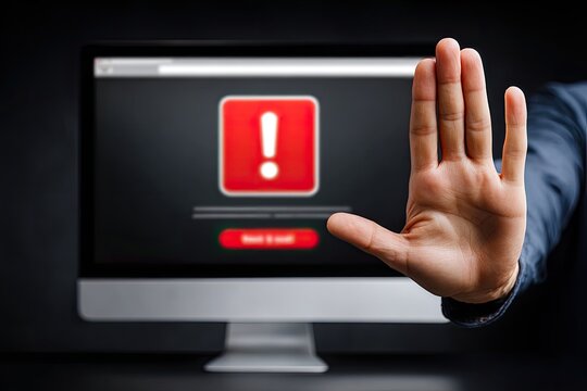 A hand rejects a computer error message