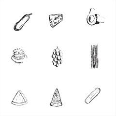 ILLUSTRATION SKETCH OF FRUITS, VEGETABLES, AND OTHER FOODS