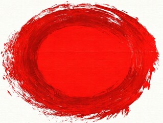 A vibrant red circle, painted with visible brushstrokes, creating a textured effect
