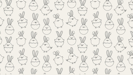 Seamless easter chick and bunny pattern design