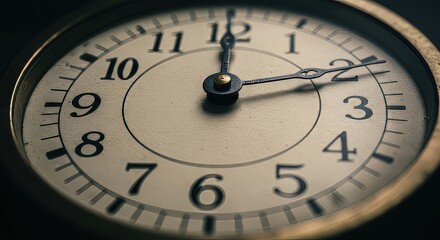 Close-up of a vintage clock face showcasing timeless design and precision mechanics, emphasizing