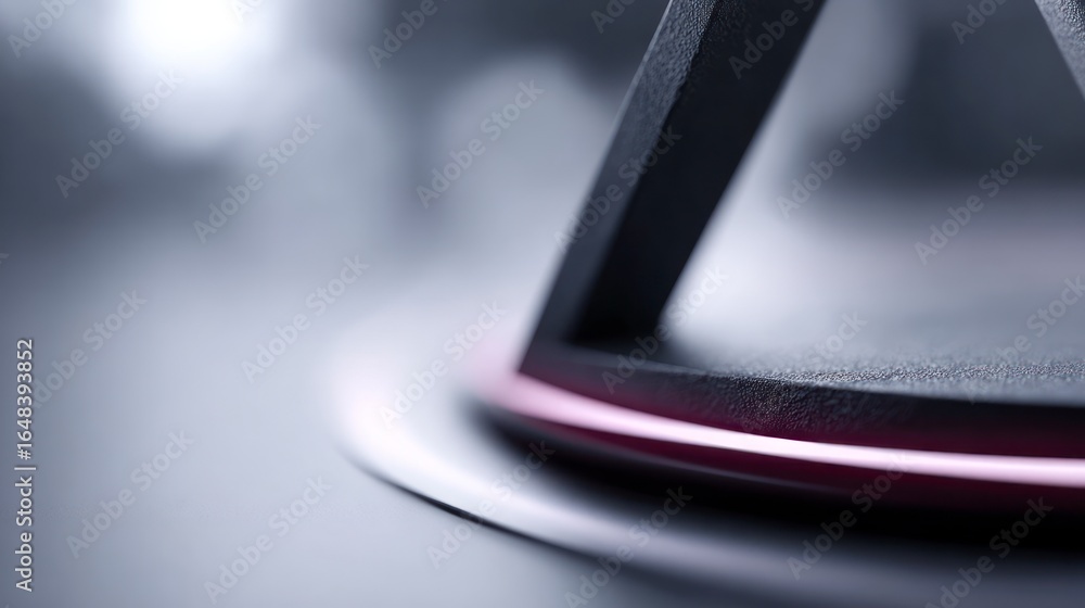 Poster close up abstract view of a dark geometric structure with a subtle pink illuminated edge