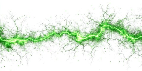 Obraz premium Glowing green energy stream, white background