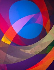 Obraz premium Abstract artwork with overlapping translucent colored shapes creating a dynamic composition