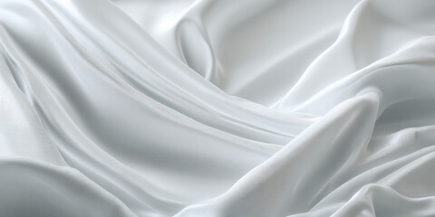 Obraz premium Smooth white silk fabric flows gracefully, creating soft and elegant texture. close up captures delicate folds and gentle sheen, evoking sense of luxury and tranquility