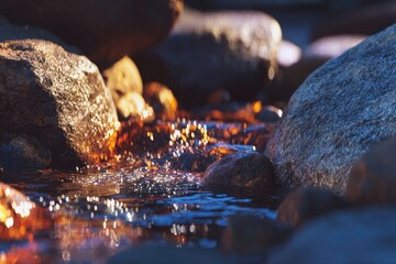 Sunlight streams through a rocky creek