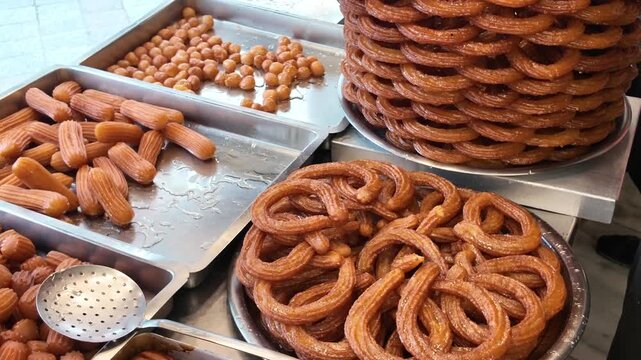 Delicious Halka tatli. turkish sweet from a local market 