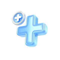 Obraz premium Glowing blue plus symbol and add button on black background