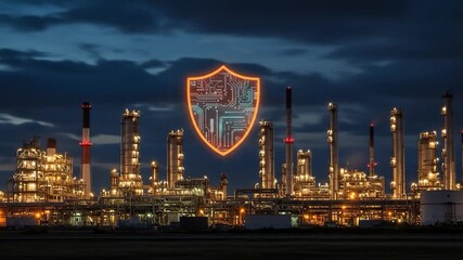 Industrial plant cyber security digital shield technology infrastructure protection - Powered by Adobe