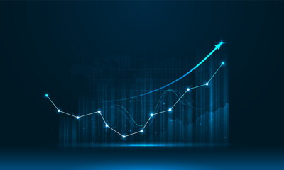 Naklejka premium Stock market investment trading graph in graphic concept suitable for financial investment or Economic trends business idea. Vector illustration design.