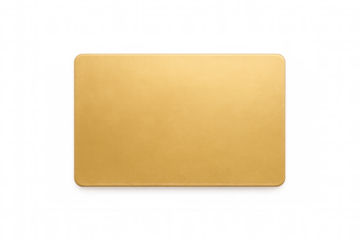 Golden rectangular card with rounded corners isolated on transparent background, ideal for loyalty programs, vip access, or exclusive offers