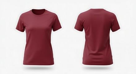 3D mockup of a maroon red color woman t-shirt