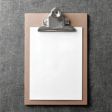 Announcement board with empty white paper clipped on clipboard