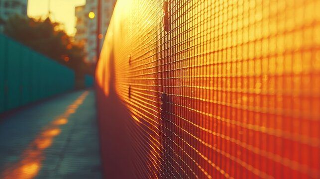 Sunset through a metal fence - Powered by Adobe