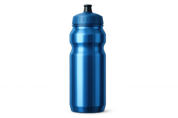 Shiny blue plastic sport water bottle on transparent background, perfect for staying hydrated during physical activity