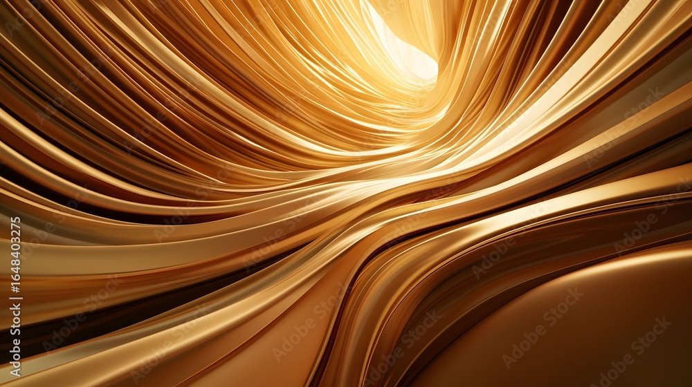 Poster the image showcases a lustrous golden tunnel, sculpted with smooth, flowing lines that converge towa