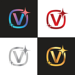 Letter V logo, V logo, AI logo set, modern and minimal design, tech-inspired, colorful icons and symbols, suitable for artificial intelligence, innovation, branding, startups, and digital identity.