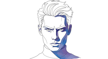 Detailed Line Art Portrait of a Determined Character with Shadowed Features