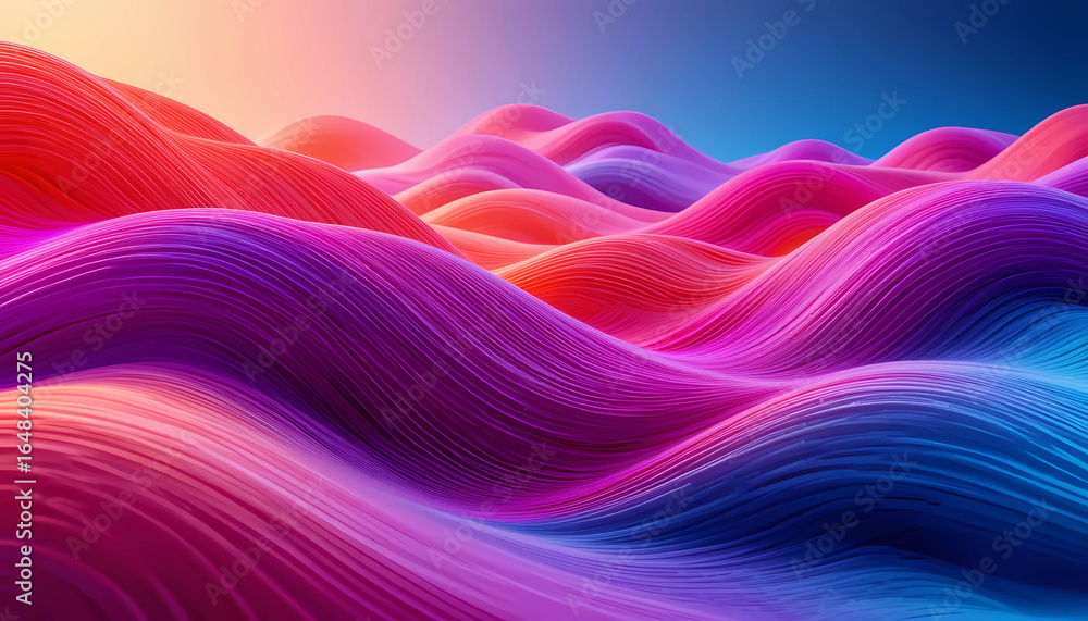 Poster abstract waves of vibrant colors creating a mesmerizing and flowing visual landscape design art