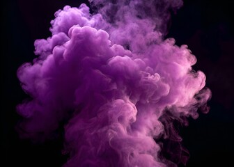 Fototapeta premium Elegant swirling violet smoke textures over a black background. Dramatic and dreamy abstract purple clouds for stylish, modern, and artistic graphic design compositions.