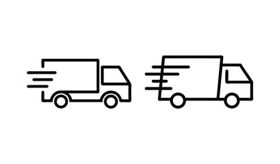 Fototapeta premium Two stylized delivery trucks in motion with speed lines