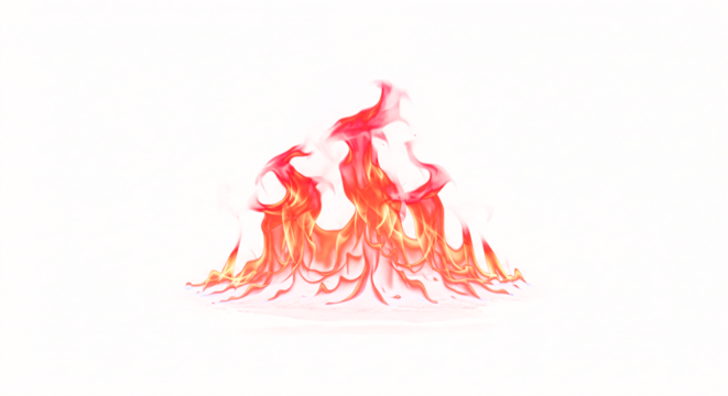 Vivid crimson and golden flames dance creating a mesmerizing fiery spectacle.