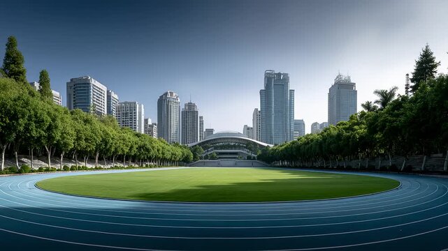 City Stadium Runway and Skyscraper Landscape