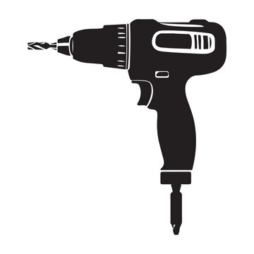 black cordless drill isolated on white clip art preview