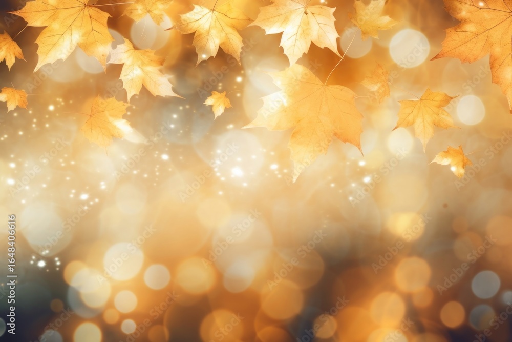 Poster autumn maple leaves pattern bokeh effect background light backgrounds sunlight.