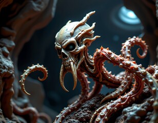 Obraz premium Eerie Extraterrestrial Creature Subterranean Environment