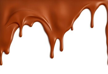 Seamless border of flowing melted chocolate with drips,  brown,  seamless